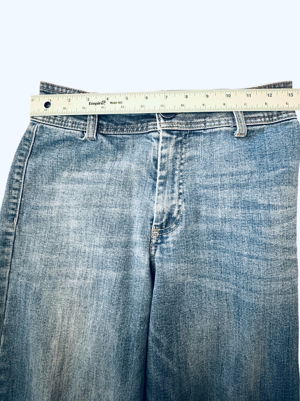 OAT New York Wide Leg Jeans Women’s Size 4/27 Medium Wash Raw Hem Patch Pocket - Picture 9 of 12